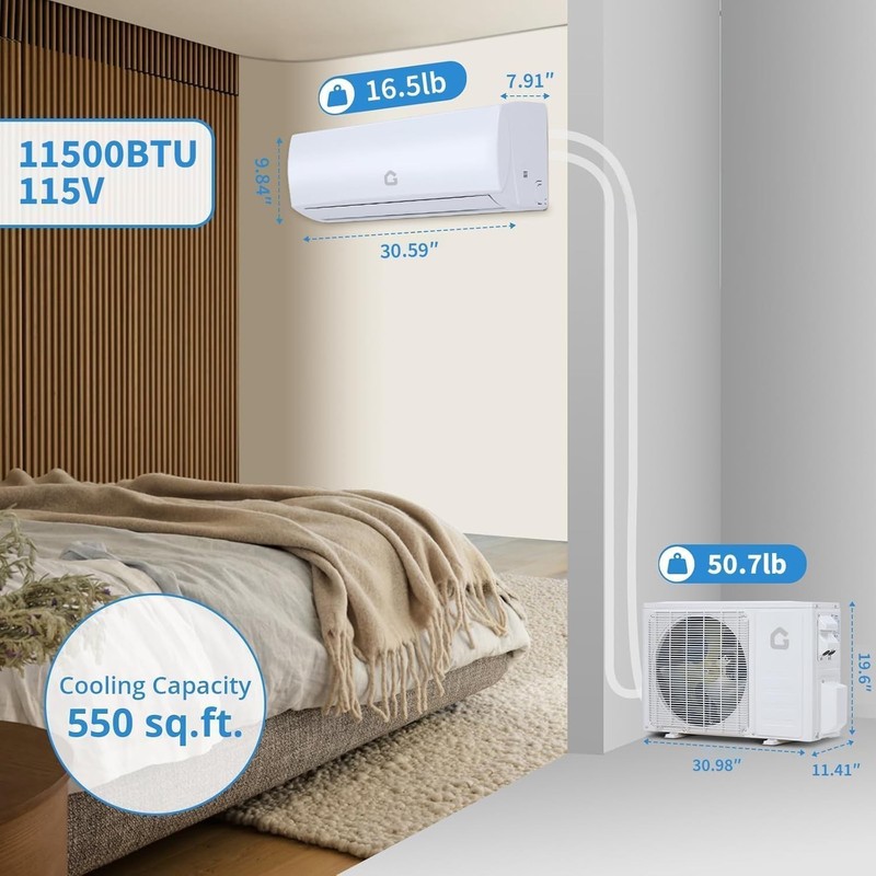 Mini Split A C & Heater Wall-Mounted Ductless 17 SEER Air Conditioner 11500 BTU gallery