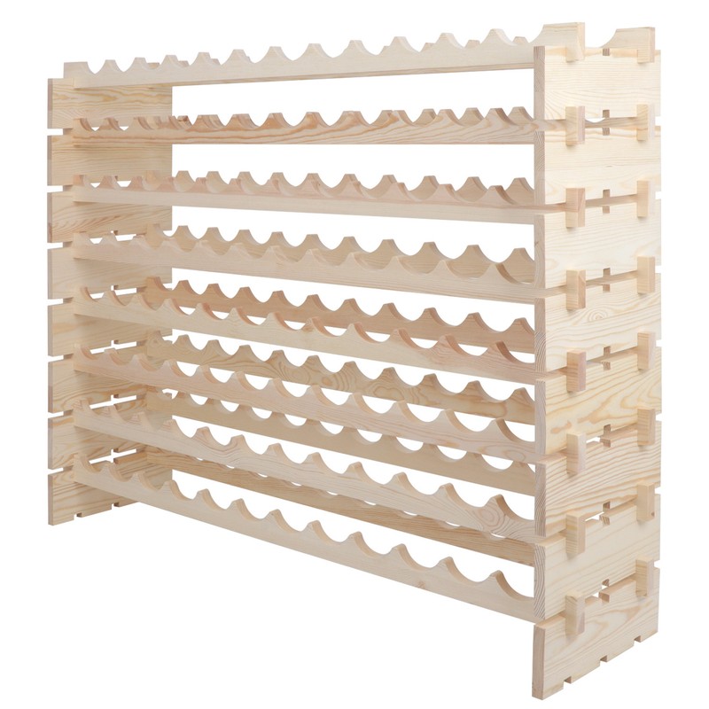 96 Bottles Holder Wine Rack Stackable Storage 8 Tier Solid Wood Display Shelves gallery