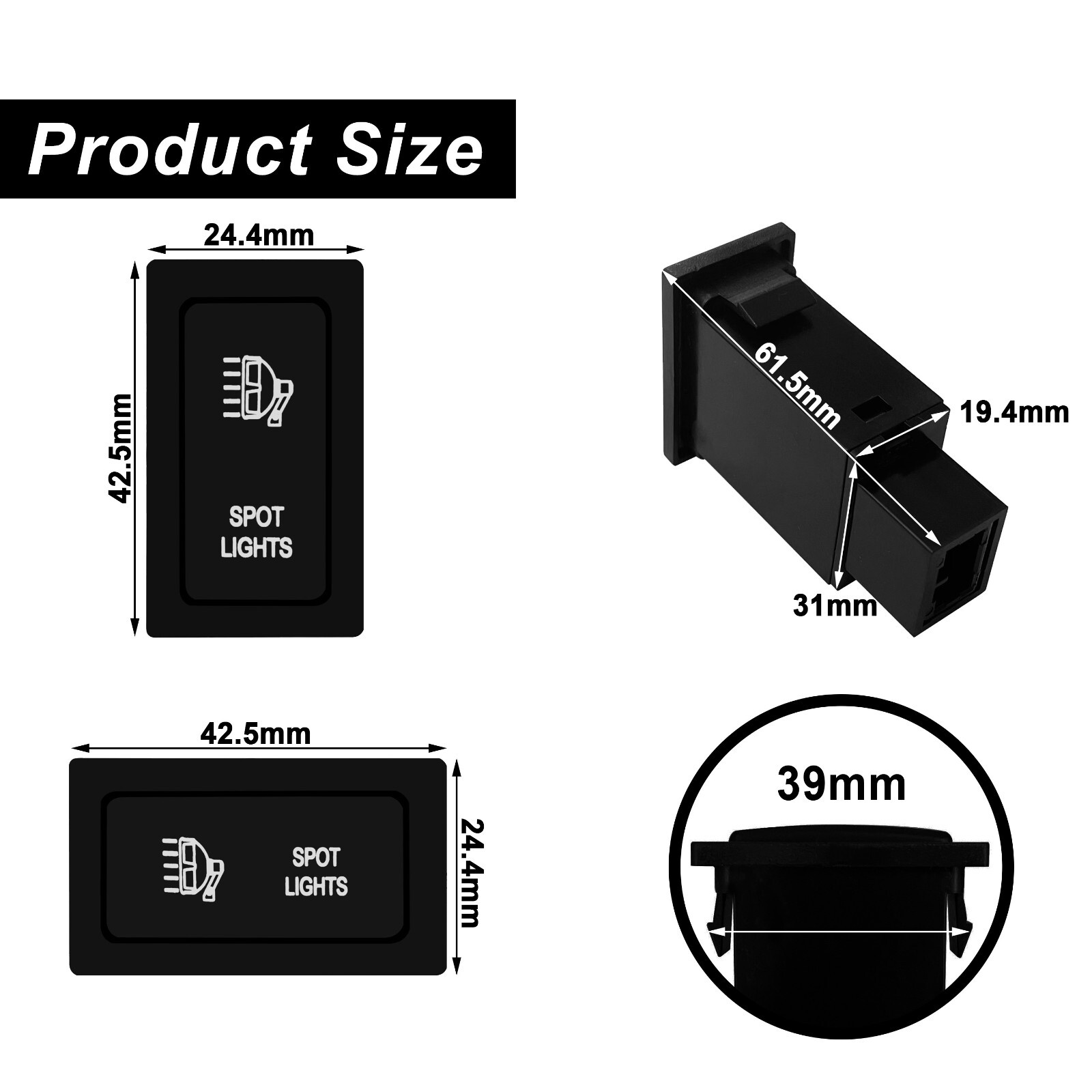 Push Button Switch Green Led 12V ON For Toyota Prado 95 LandCruiser 80 79 Series gallery