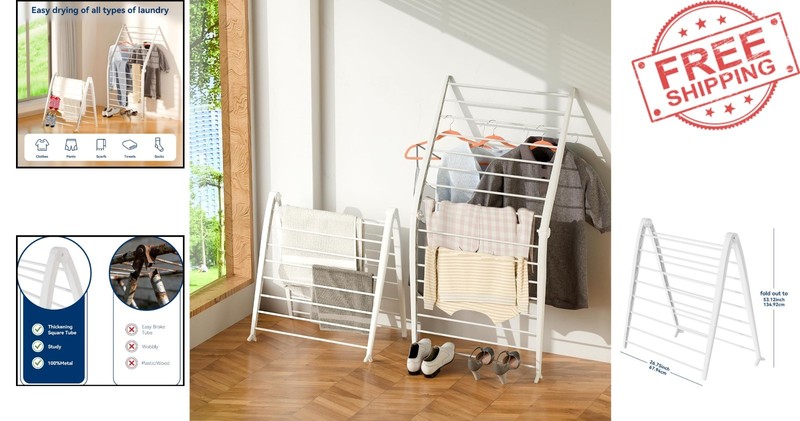 Durable Foldable Drying Rack in Pearl - Perfect for Laundry and Space Management gallery