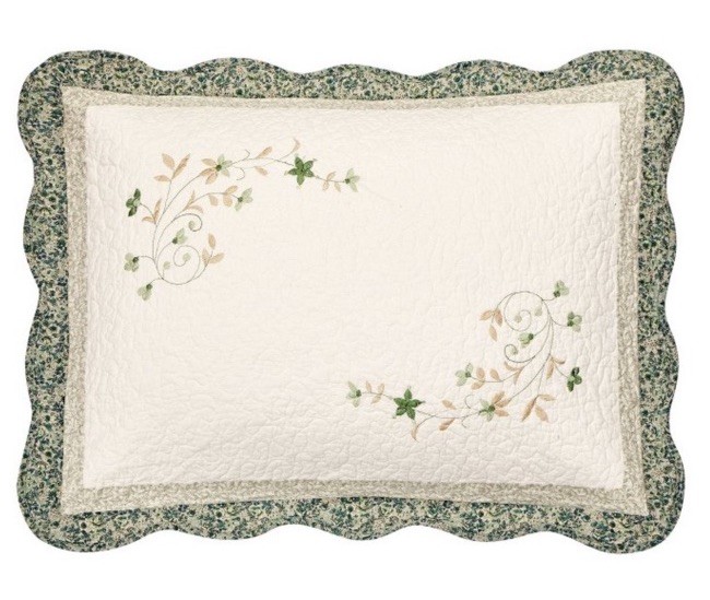 Modern Heirloom Collections Harper Green Quilted Standard Sham Embroidered gallery