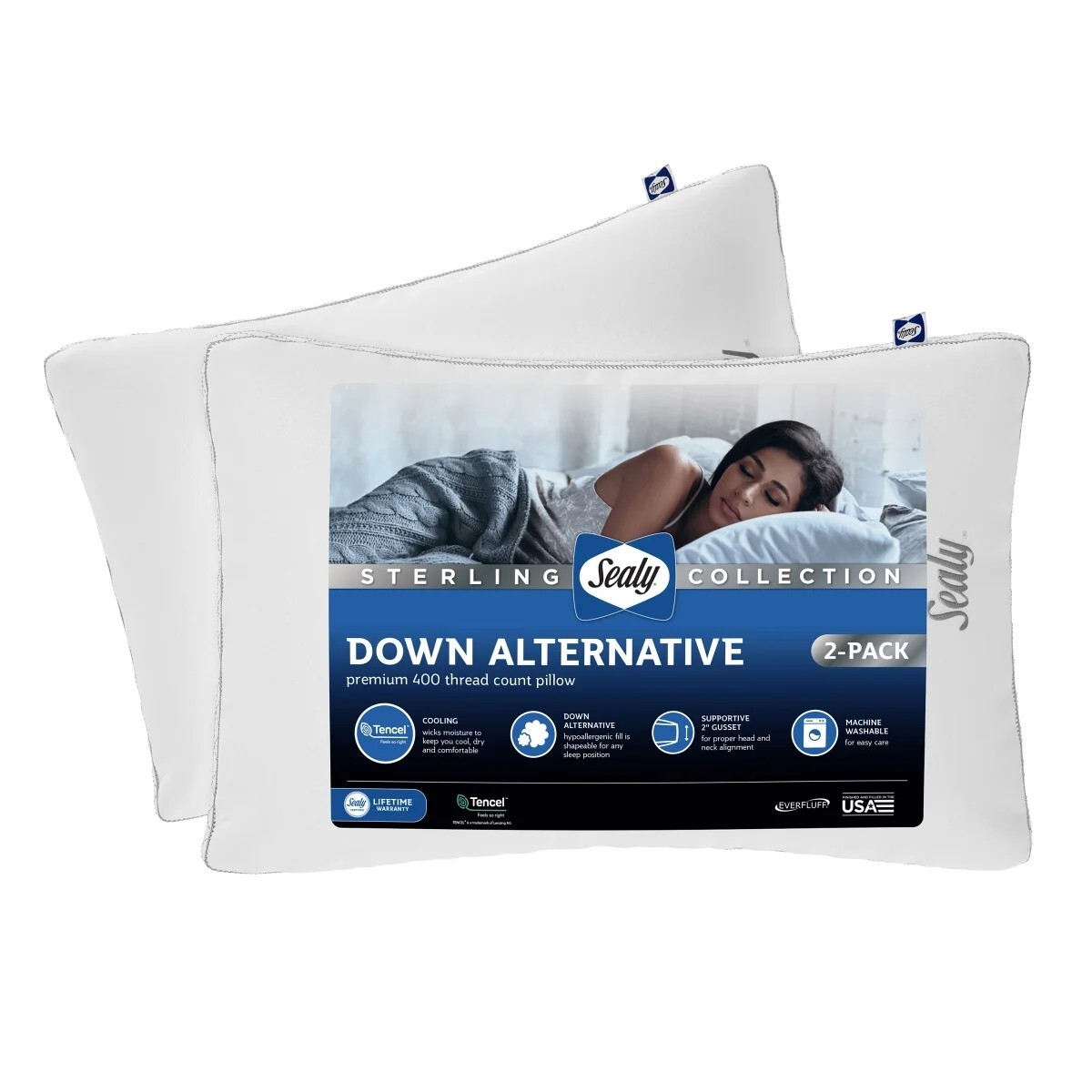 Sealy Sterling Collection Down-Alternative Pillow, KING. 2-pack. gallery