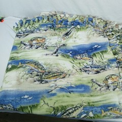FISHING PATTERN DOUBLE SIDED HAND TIE FLEECE ANTI PILL THROW BLANKET 48 X 92 BIG