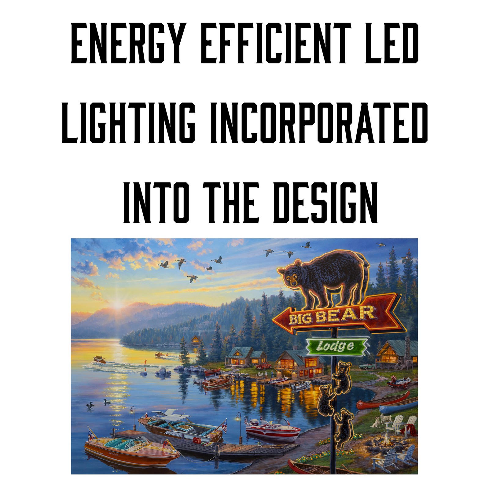 Rivers Edge Products LED Canvas Wall Art, 24" x 16", Fiber Optic Light Up gallery