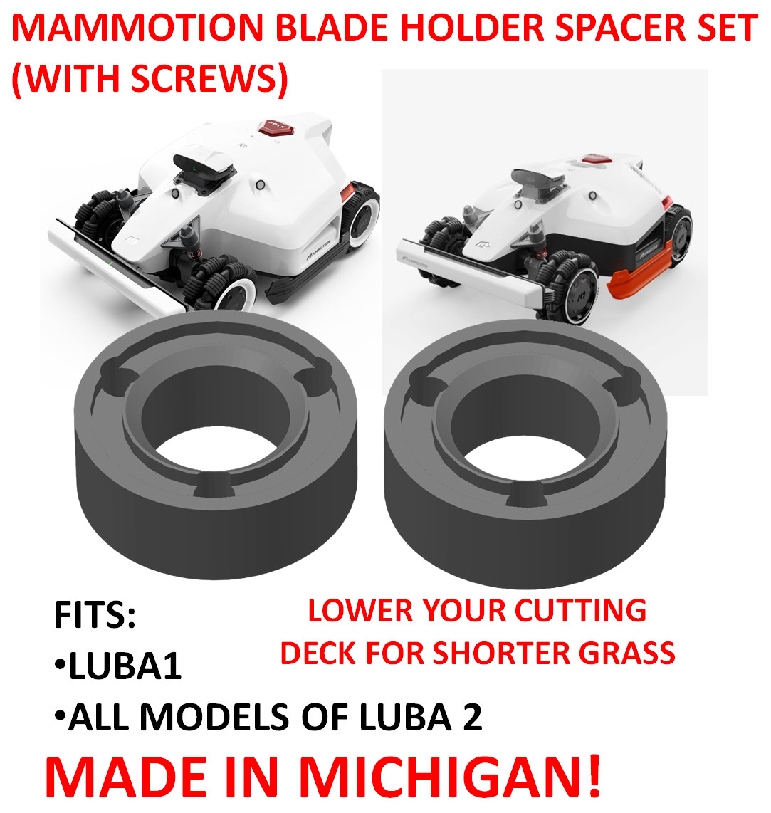 5mm CUTTING DISK SPACER SET WITH SCREWS FOR ALL Mammotion Yuka cutting disc gallery