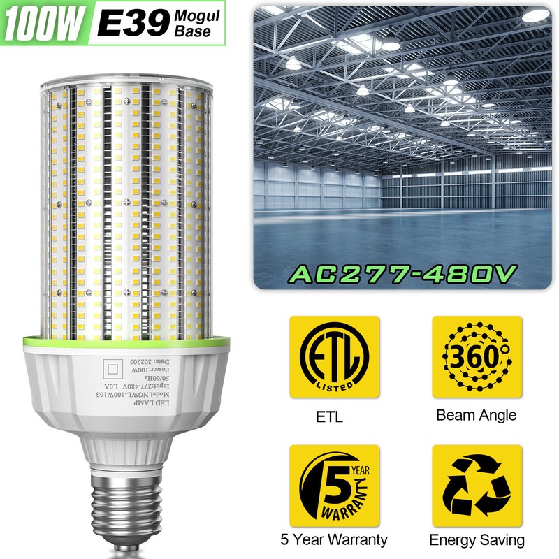 120 Watts LED Corn Light Bulb, E39 Mogul Base High Bay LED Bulb 6000K 277-480VAC gallery