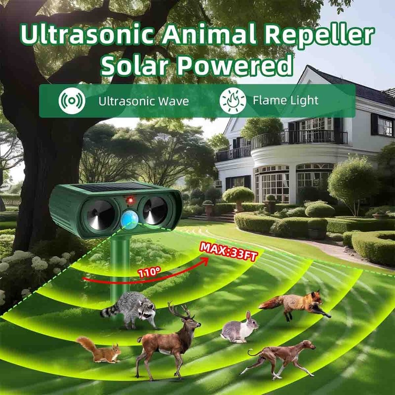 2025 Solar Powered Animal Repeller for Outdoor Yard Repel Squirrel Cat Deterrent gallery