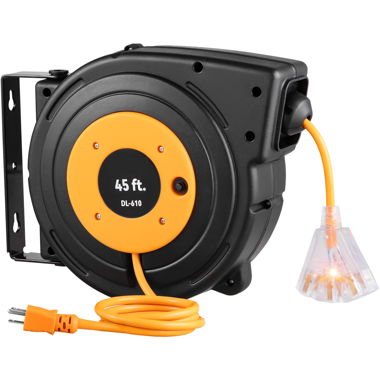 VEVOR Retractable Extension Cord Reel Power Cord Reel 45FT 12AWG/3C SJTOW gallery