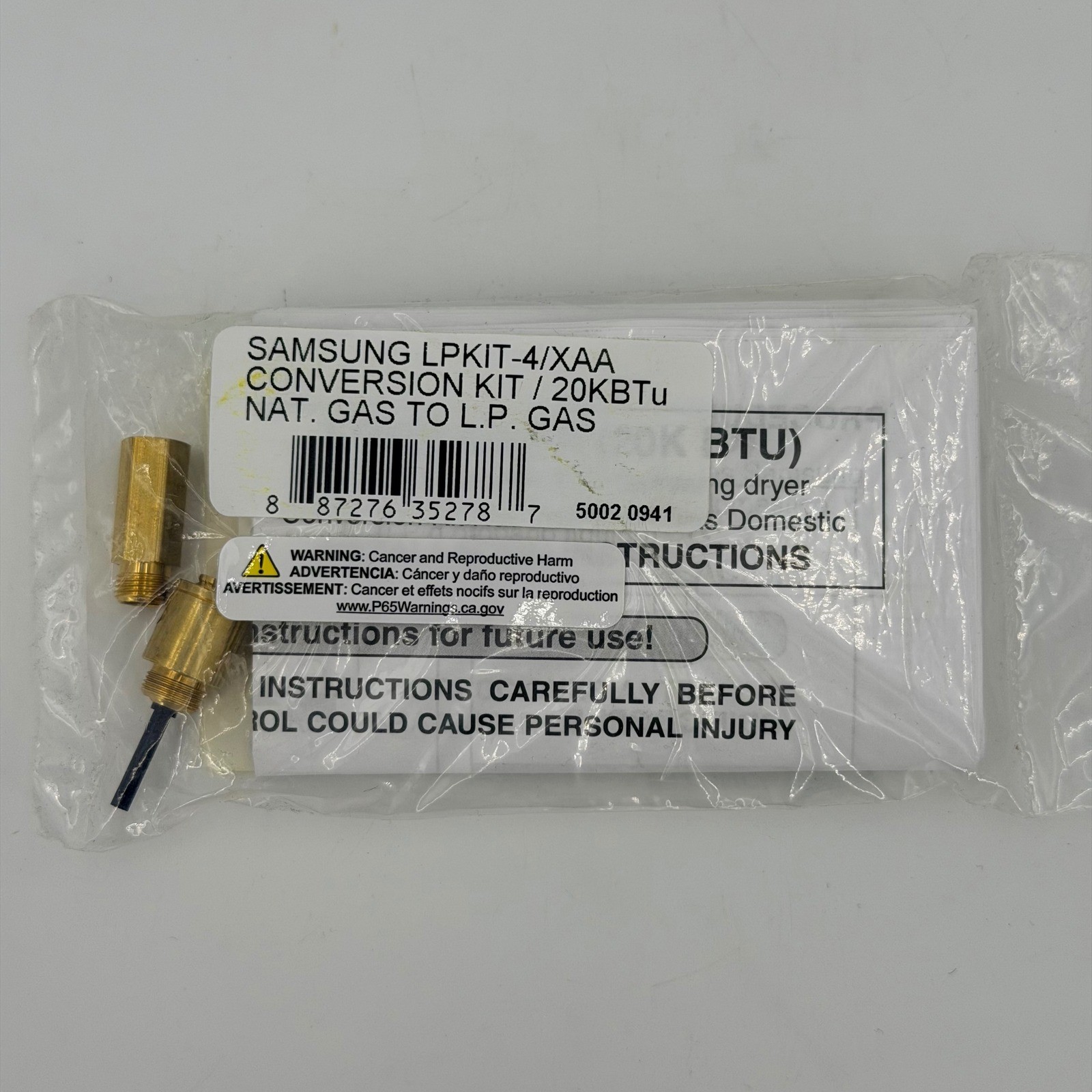 Samsung LP Conversion Kit Dryer N/A Brass New LPKIT-4/XAA 20KBTU Nat Gas to LP gallery