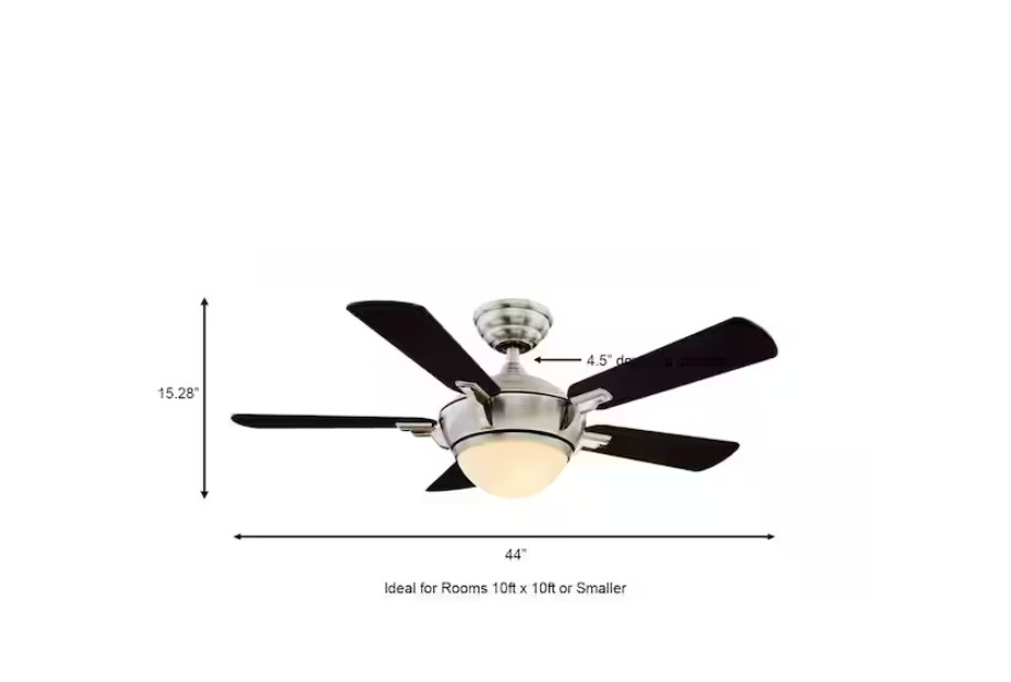 Hampton Bay Midili 44 in. Indoor LED Brushed Nickel Dry Rated Ceiling Fan gallery