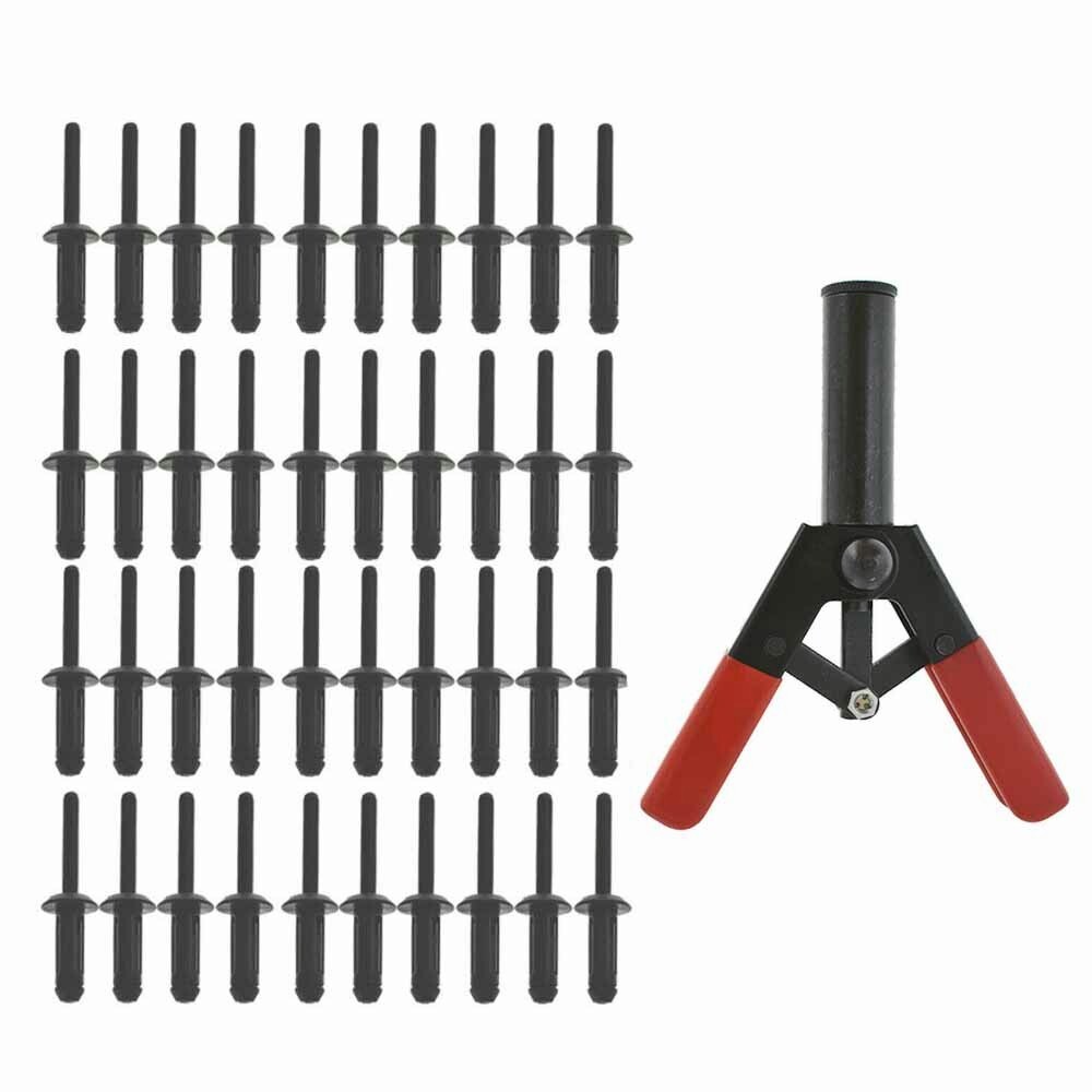 41 PCs ASSORTED PLASTIC RIVETER RIVET GUN QUICK SET HAND TOOL W/ 40 POLY RIVETS gallery