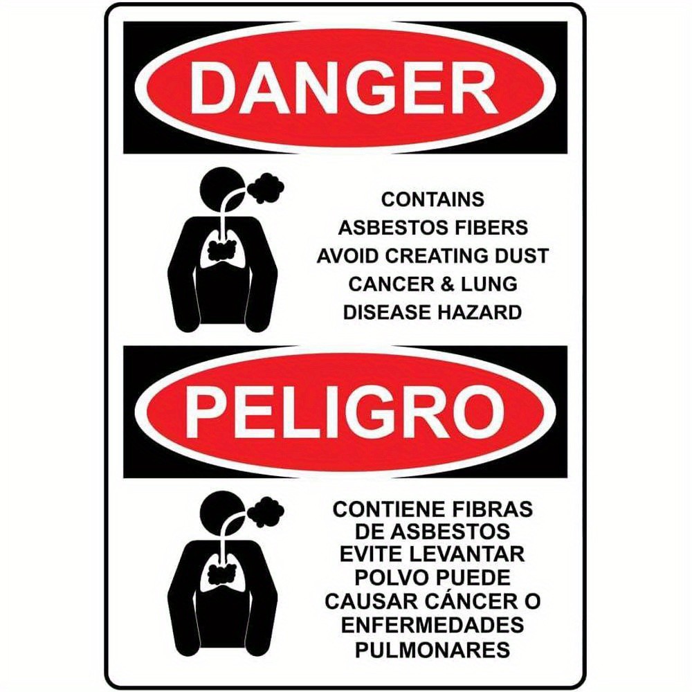 Danger Peligro Bilingual Metal Sign Asbestos Fibers Disease Hazard Warning Decor gallery