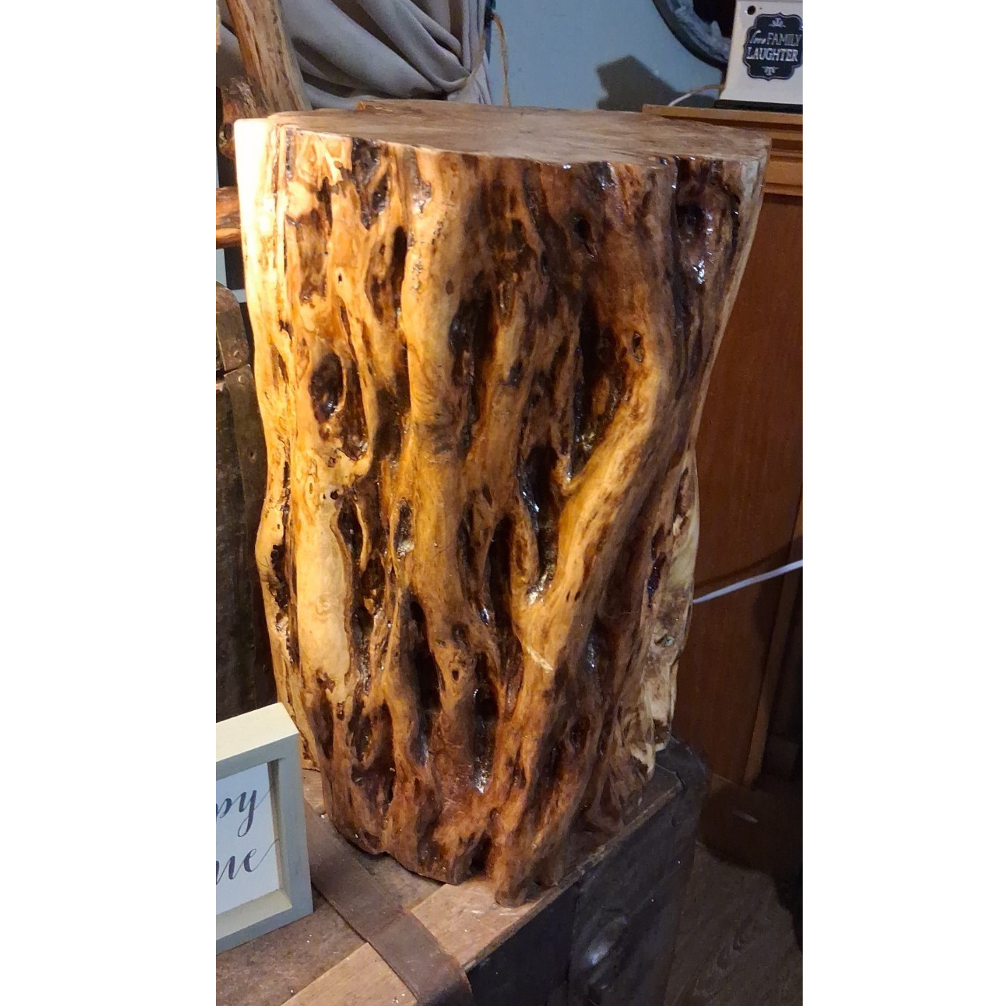 Handcrafted Rustic Live Edge Wood End & Side Table Free Form Glossy Finish gallery