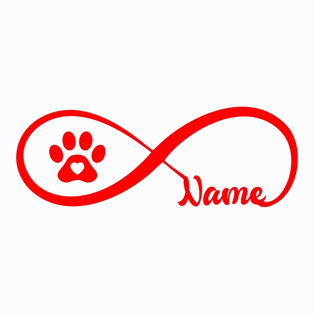 Personalized Infinity Paw Print Name Decal – Custom Pet Sticker 7x2.5 in gallery