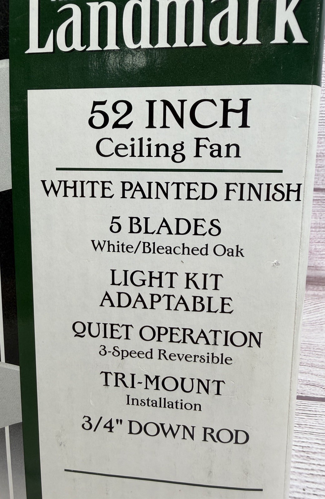 Landmark Plus 52” Ceiling Fan With Light Kit In White With Reversible Blades gallery