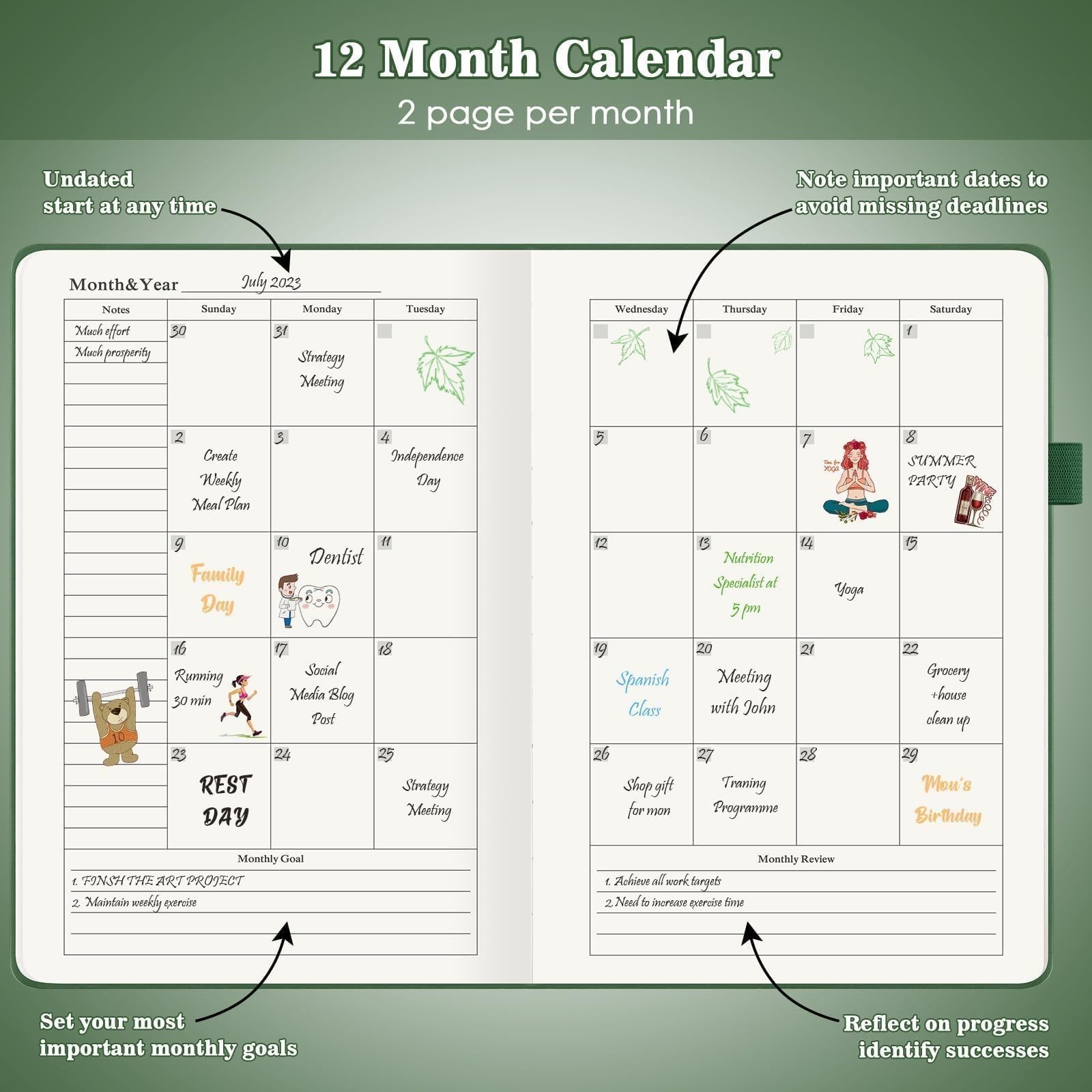 Asten Planner, Undated Daily Planner with To Do List, 365 Days Planner for AD... gallery