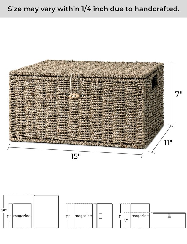 Seagrass Wicker Baskets for Organizing Large Wicker Basket with Lid Decorativ gallery