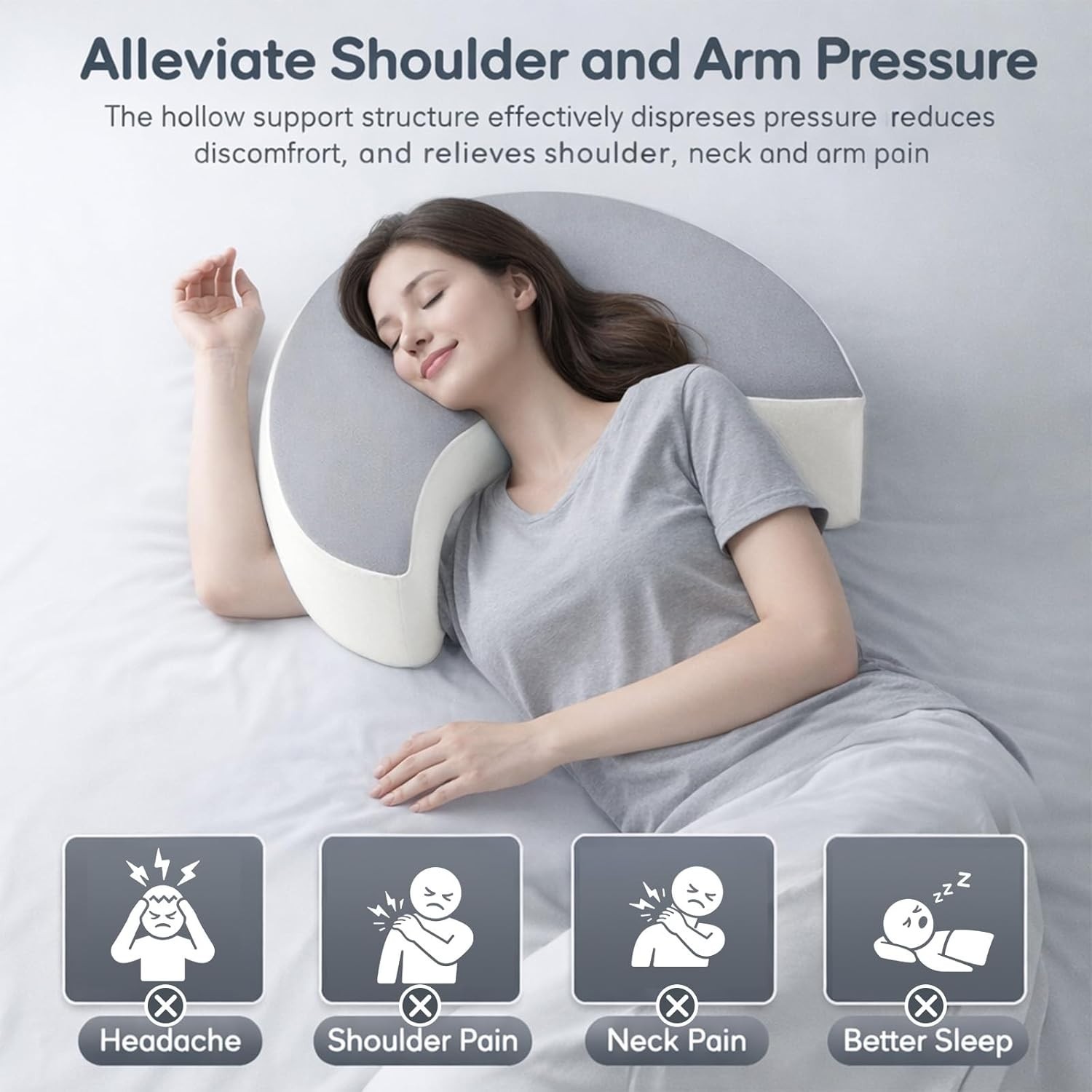 Side Sleeper Pillow with Arm Hole, Upgraded Shoulder Relief System for Neck Pain gallery