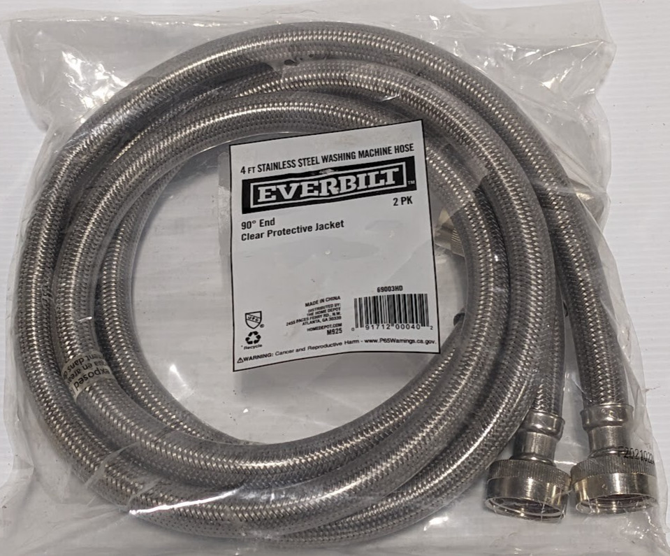 Everbilt 4' Polymer Coated Stainless Steel Washing Machine Connector 2-Pack