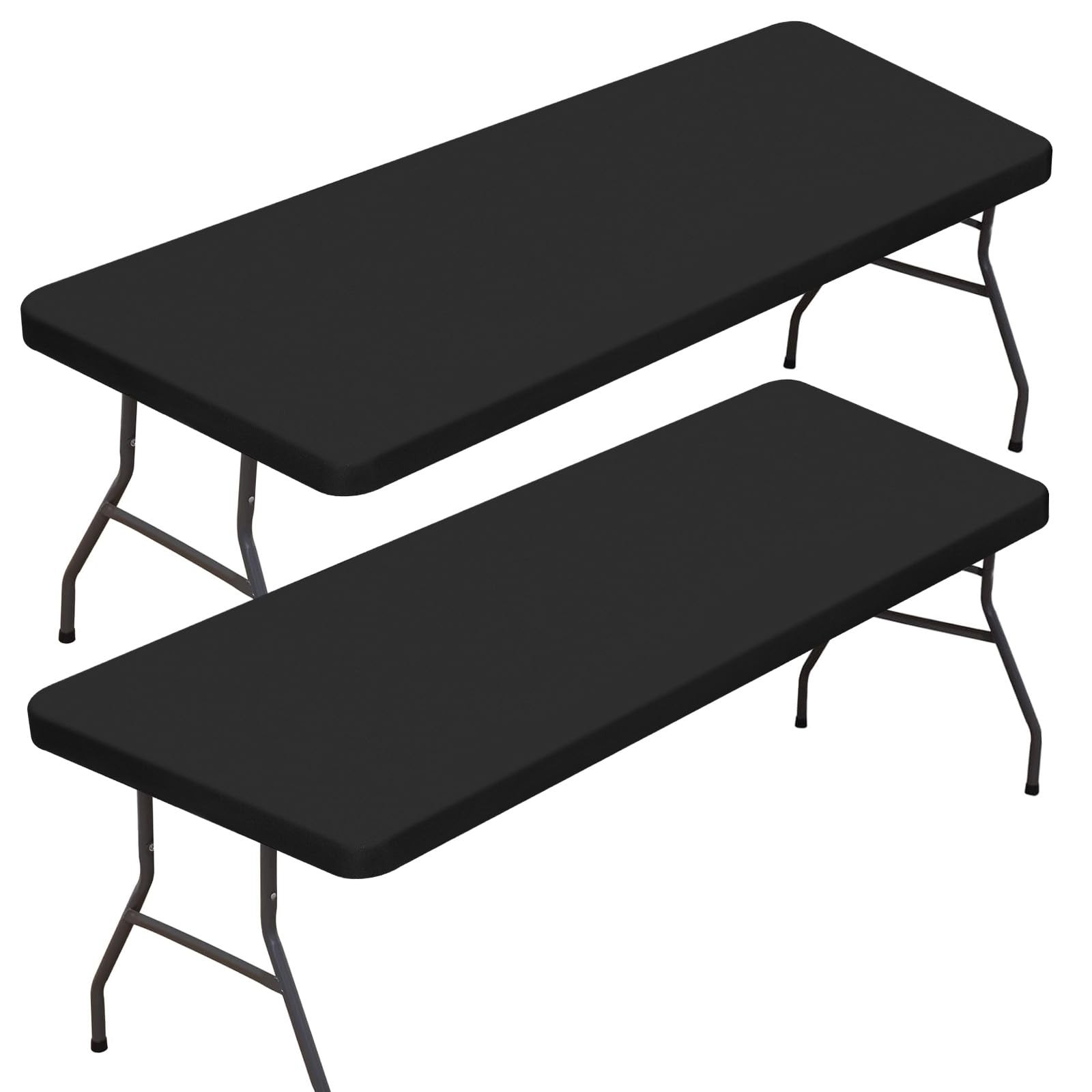2 Pack Rectangle Fitted Table Covers for 6 Foot Tables – 30" x 72" Stretchy S... gallery