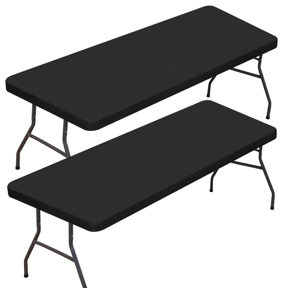 2 Pack Rectangle Fitted Table Covers for 6 Foot Tables – 30" x 72" Stretchy S...