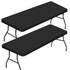 2 Pack Rectangle Fitted Table Covers for 6 Foot Tables – 30″ x 72″ Stretchy S…