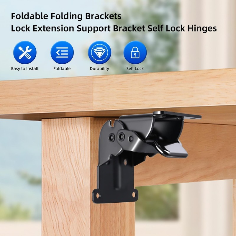 Folding Brackets 4 Pack, Heavy-Duty Self-Locking Hinges with Screws, Foldable L gallery