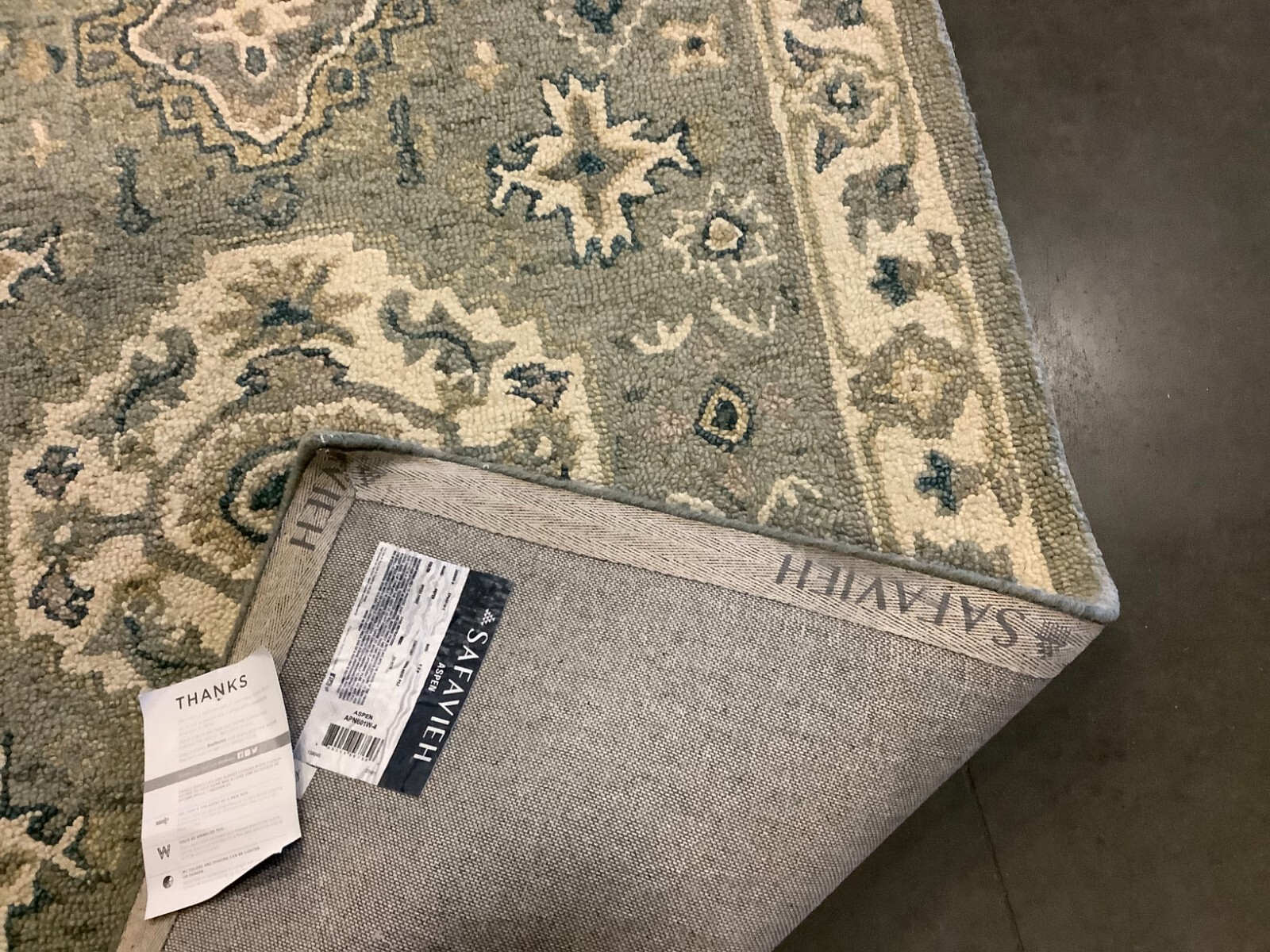 MOSS / IVORY 4'-0" x 6'-0" Back Stain Rug, Reduced Price 1172676480 APN601W-4 gallery