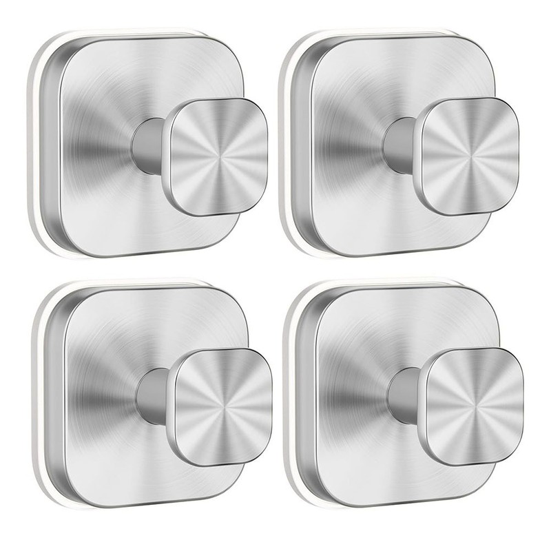 4 Pack Stainless Steel Suction Cup Hooks Heavy Duty No Drill Bathroom Towel Wall gallery