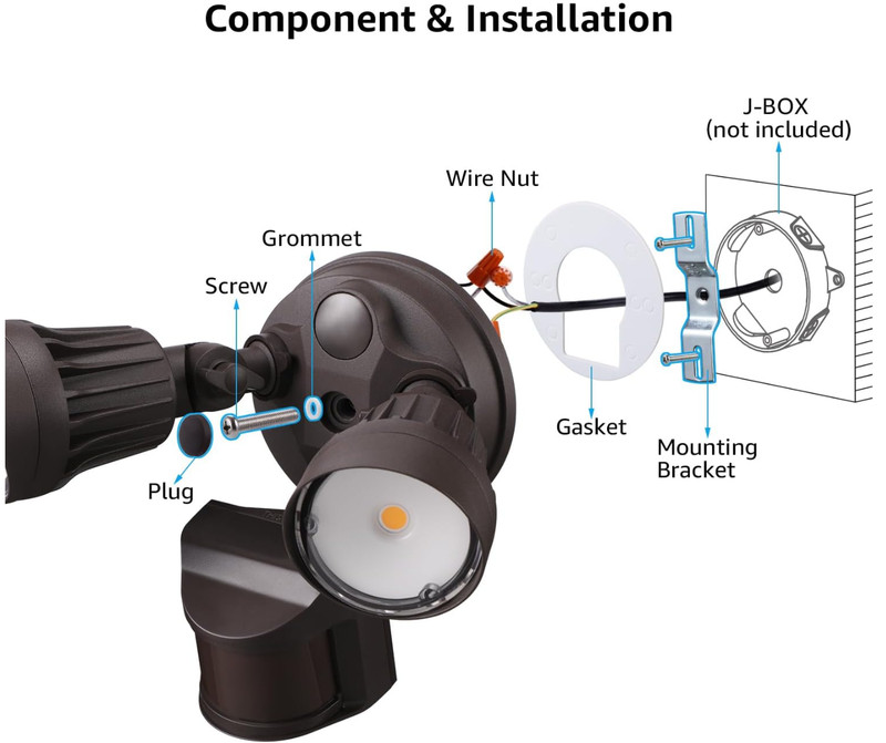 LEONLITE COB LED Security Light, Motion Sensor 2 Head BRZ, Bronze (3000K) gallery