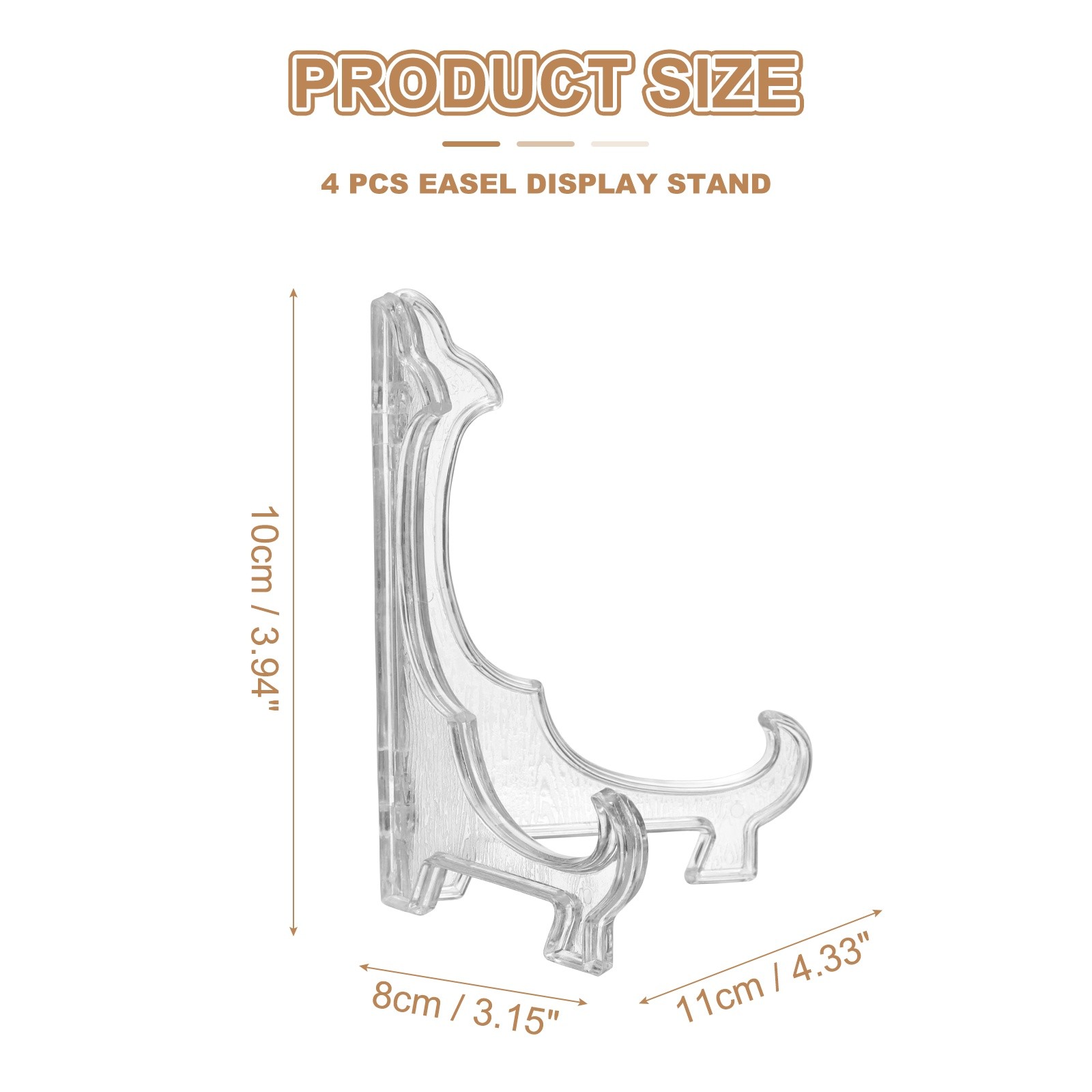 4 Pcs 4.33 Inch Acrylic Plate Stands, Easels Display Holders for Plates, Clear gallery