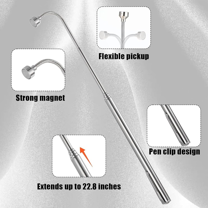 2-Pack Telescopic Magnetic Pickup Tools - 5 lbs, 26-Inch, Flexible, Portable gallery