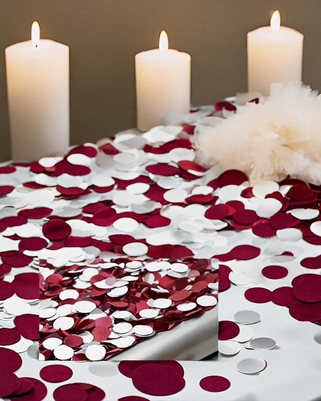 Maroon Confetti/Maroon Graduation Decorations/Burgundy Silver Table Decoratio... gallery