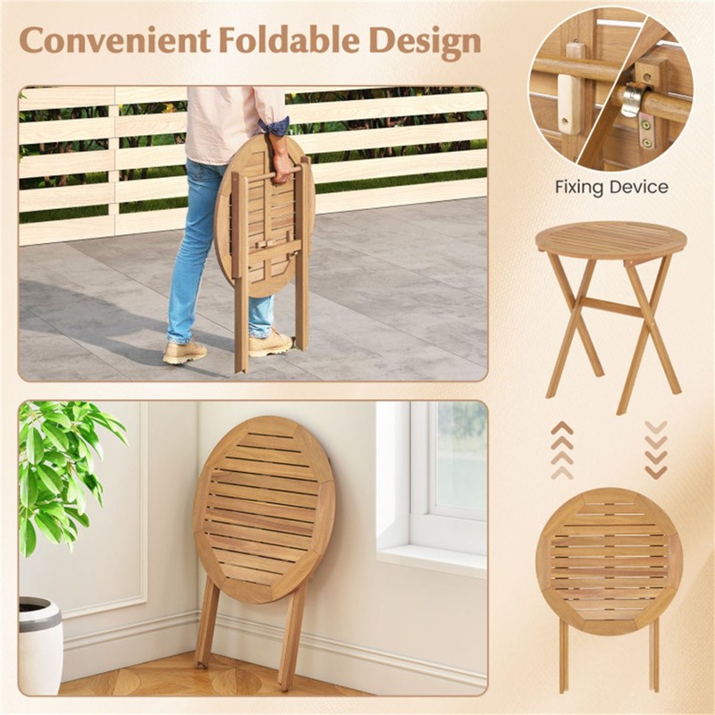 Solid Acacia Wood Foldable Round Side Table 180 LBS Weight Capacity End Table gallery