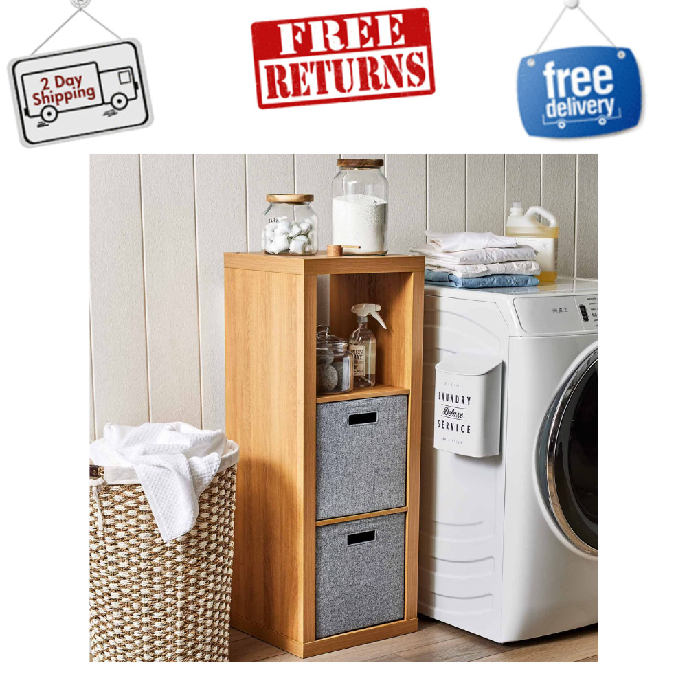 Better Homes & Gardens 3-Cube Storage Organizer, Light Honey, Wooden Bookcase gallery