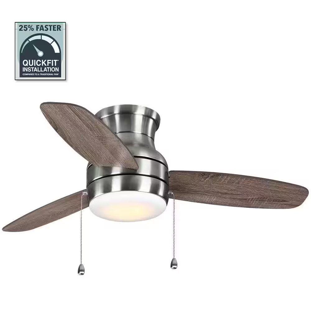 44 Inch Ceiling Fan White Color Changing Integrated LED Light Brushed Nickel gallery