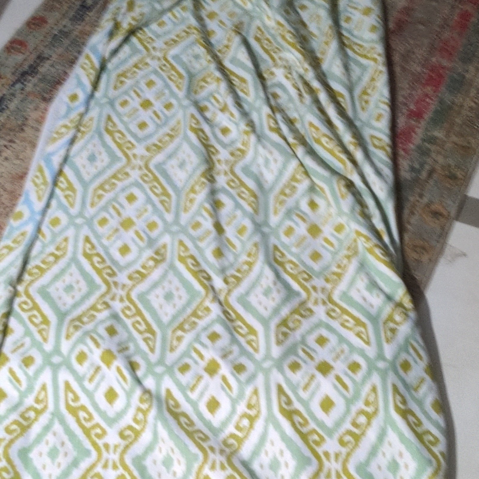 Modern Abstract Pattern Curtain Panel Fabric Yellow Green White gallery