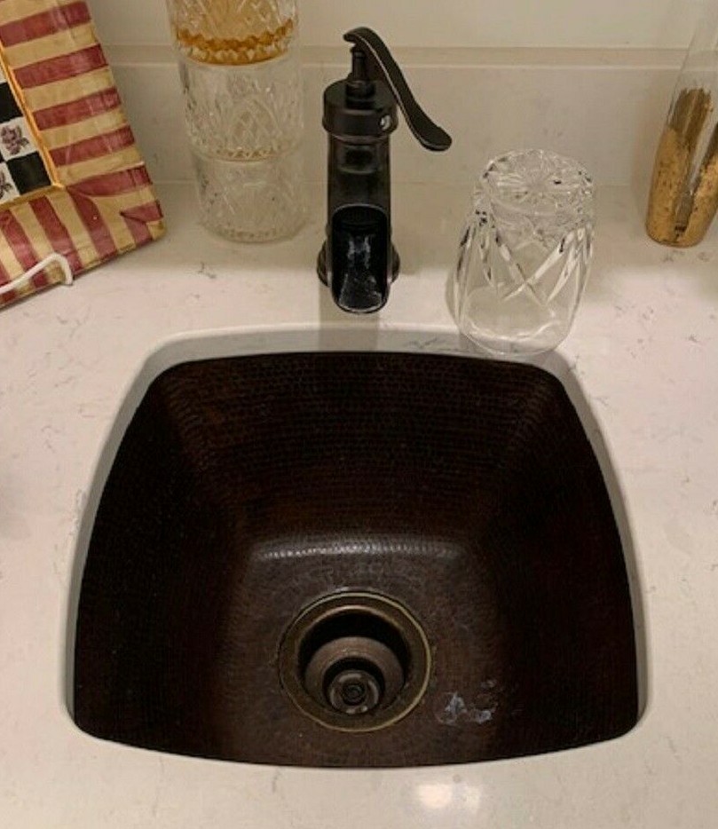 15" Square Copper Bar Kitchen Prep Sink with Lock Nut Drain gallery