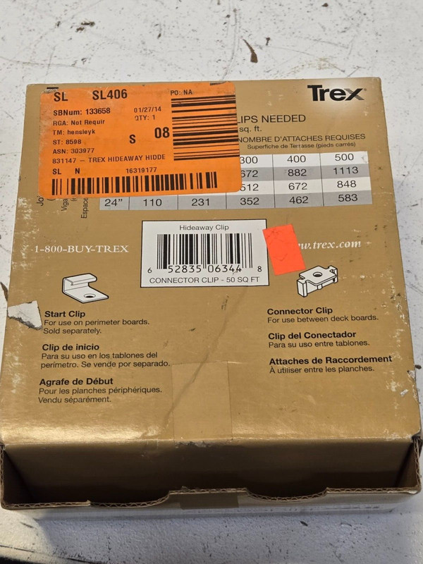 Trex Hideway Connector Clip Box 652835063448 | 90 Clips 50 Square Foot Coverage gallery