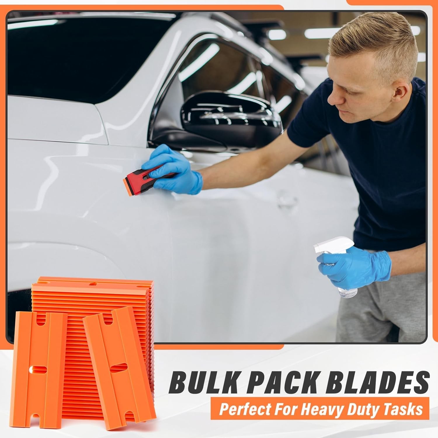 100 Pack Plastic Razor Blades, Blade Refill for Plastic Razor Blade Scraper, Dur gallery