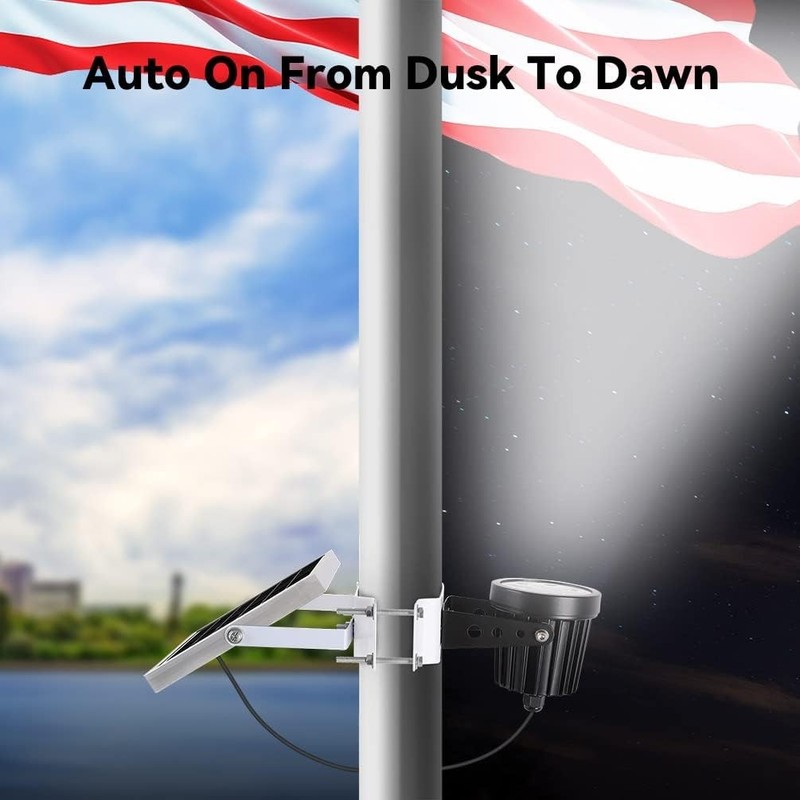 Flagpole Light Solar Powered, Solar Flagpole Light Upgraded with IP67 Waterproof gallery