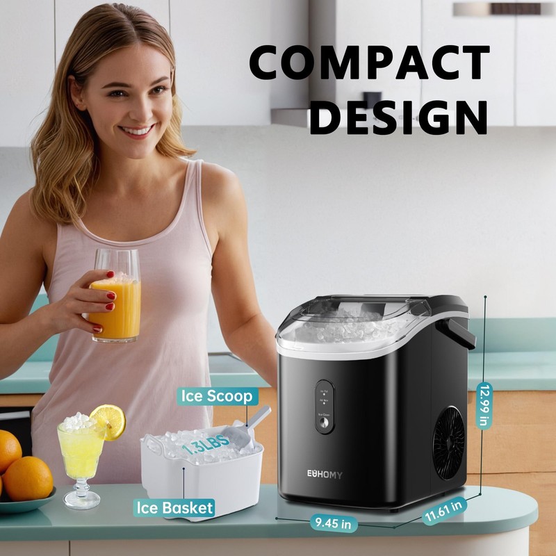 Nugget Ice Maker Countertop with Handle, Ready in 6 Mins, 34lbs Per Day, Remo... gallery
