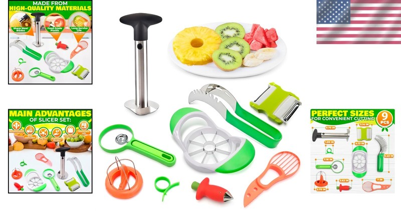 9-Pc Pineapple Corer & Slicer Set - Stainless Steel Blades`^ gallery