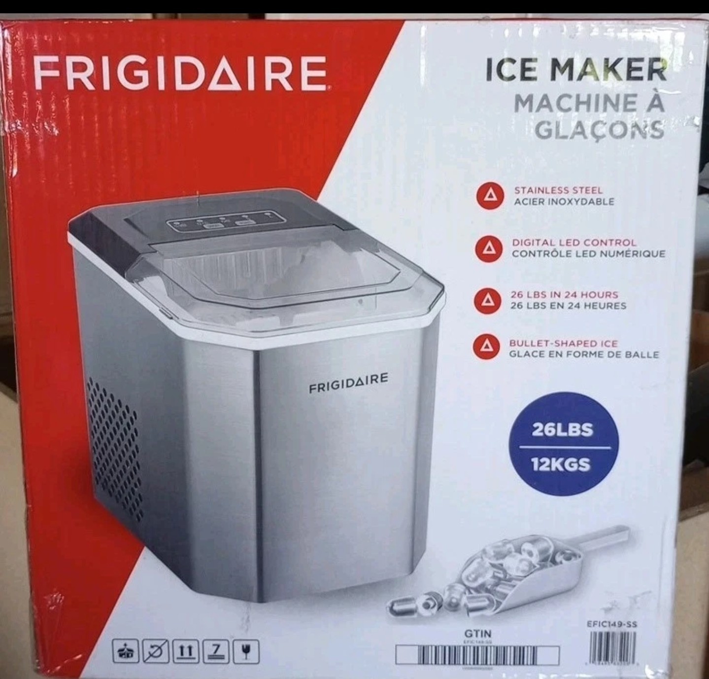 Frigidaire EFIC149‑SS 26 lb Countertop Ice Maker – Stainless Steel gallery