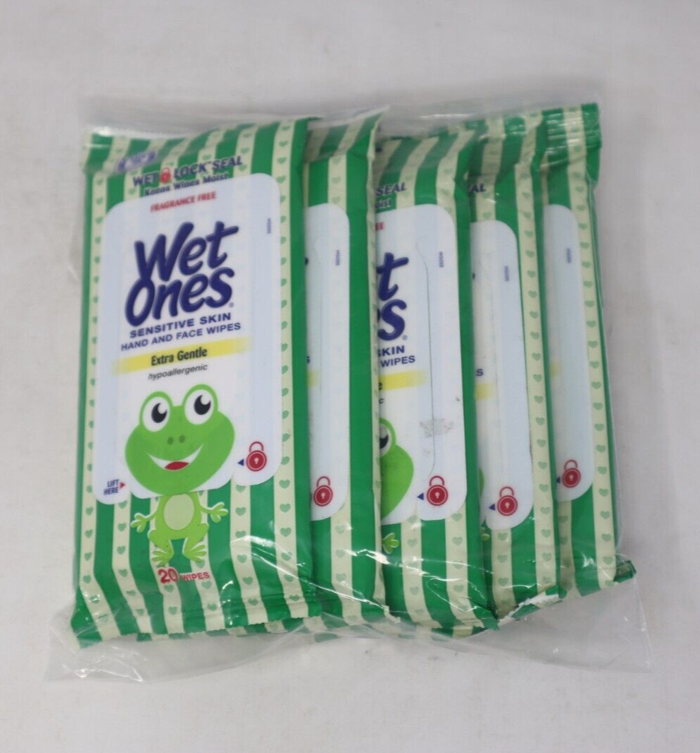 Wet Ones Sensitive Skin Extra Gentle Hand & Face Wipes, 20 Count ( 5-Pack ) gallery