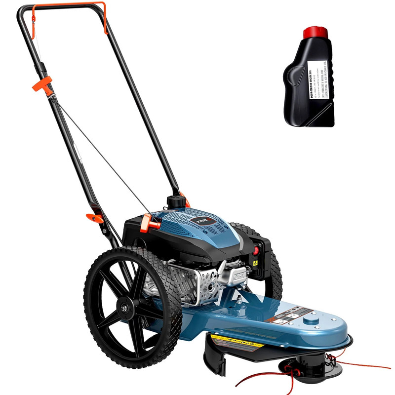 Walk Behind String Trimmer, 170cc 4-Cycle Gas Brush Hog Mower, 22 Inch Cutting gallery