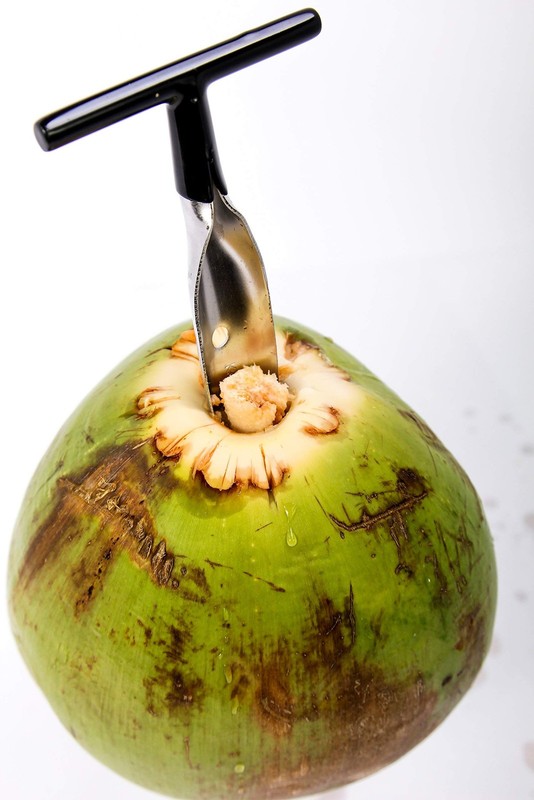 Coconut Opener Tool + Stainless Straw for Fresh GREEN Young Fruit Black Rubbe... gallery