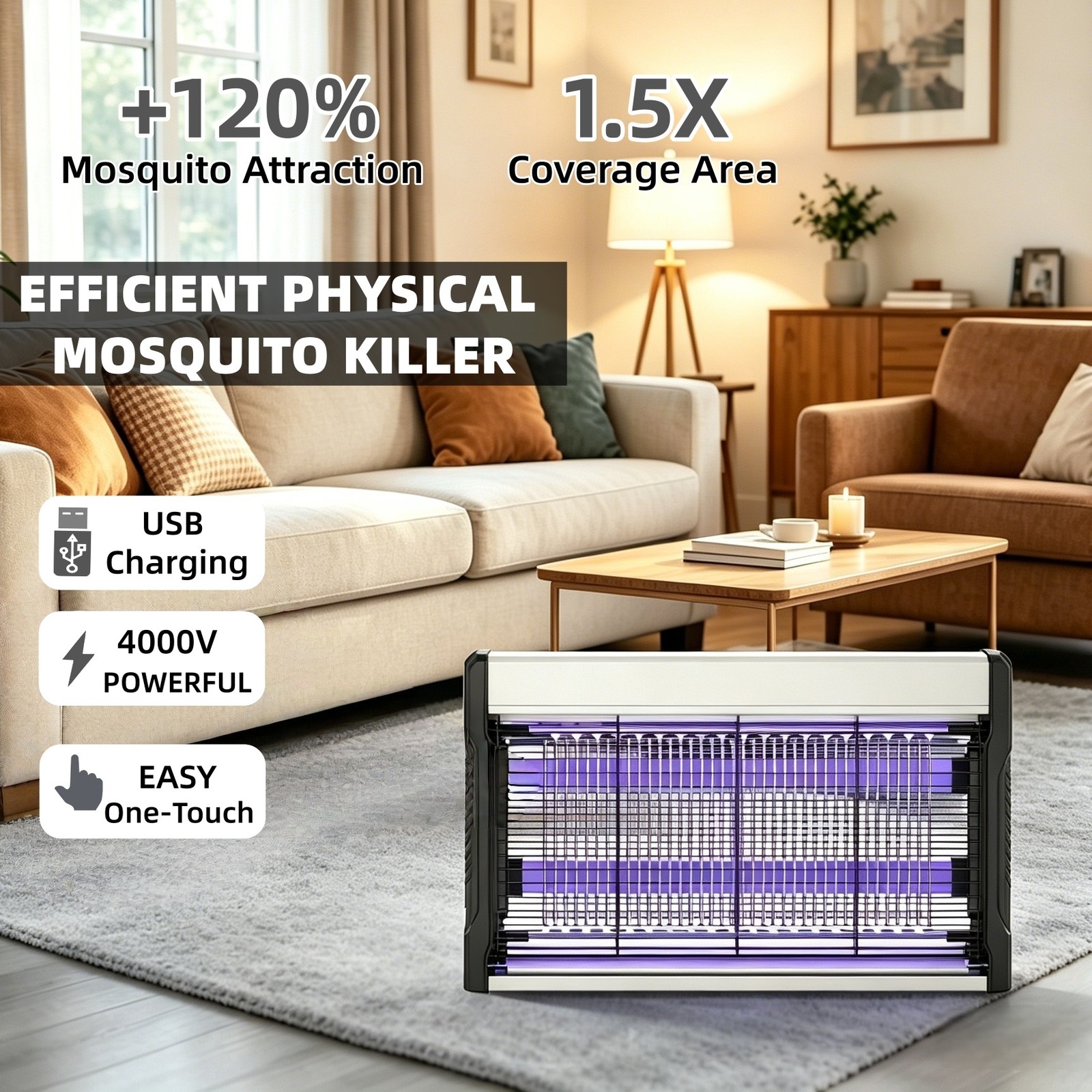 Mosquito Killer Insect Trap Bug Zapper Wall Mountable USB Powered UV Light gallery