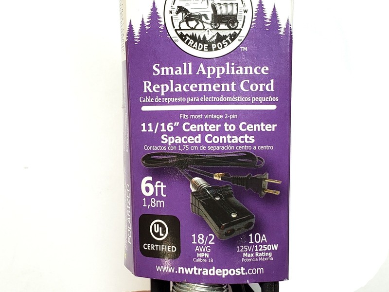 Replacement Power Cord for Universal Lander Frary Clark Model 9410 Toaster 2-pin gallery