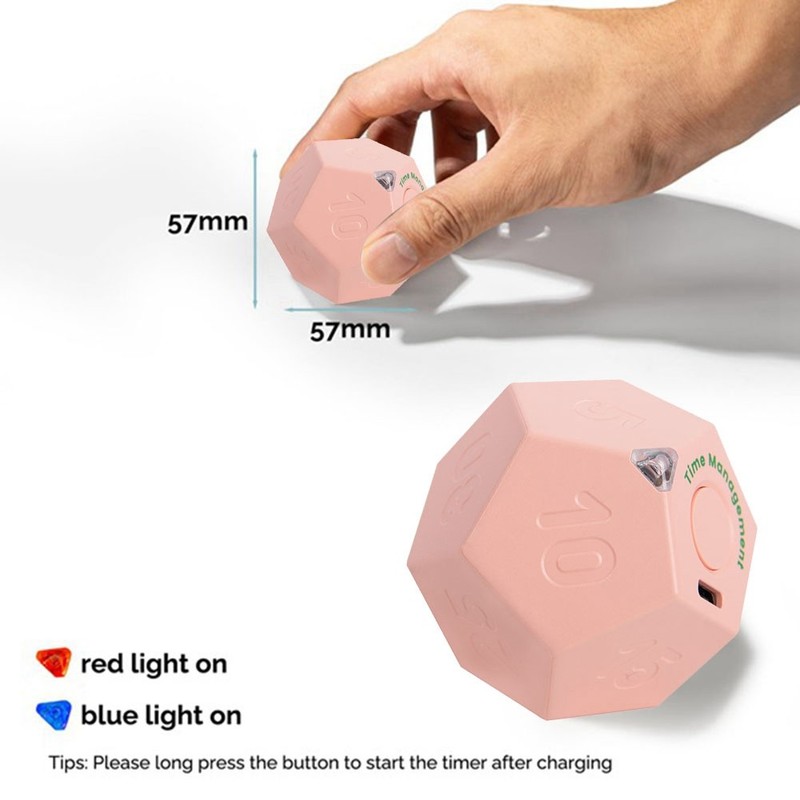 Timer Rotate Dodecagon Rechargeable Timer Sound Vibrate Light Alarm Flip4255 gallery